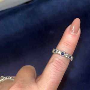 Cubic zirconia clear and blue eternity ring